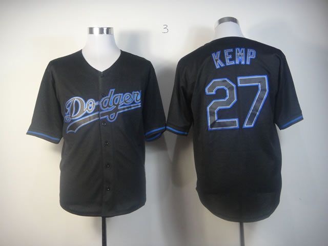 Men Los Angeles Dodgers 27 Kemp Black MLB Jerseys